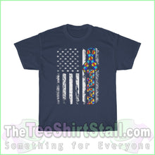 Load image into Gallery viewer, Us Flag Papa - Autism Tee S / Navy T-Shirt
