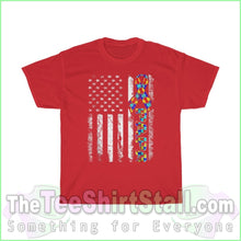 Load image into Gallery viewer, Us Flag Papa - Autism Tee S / Red T-Shirt
