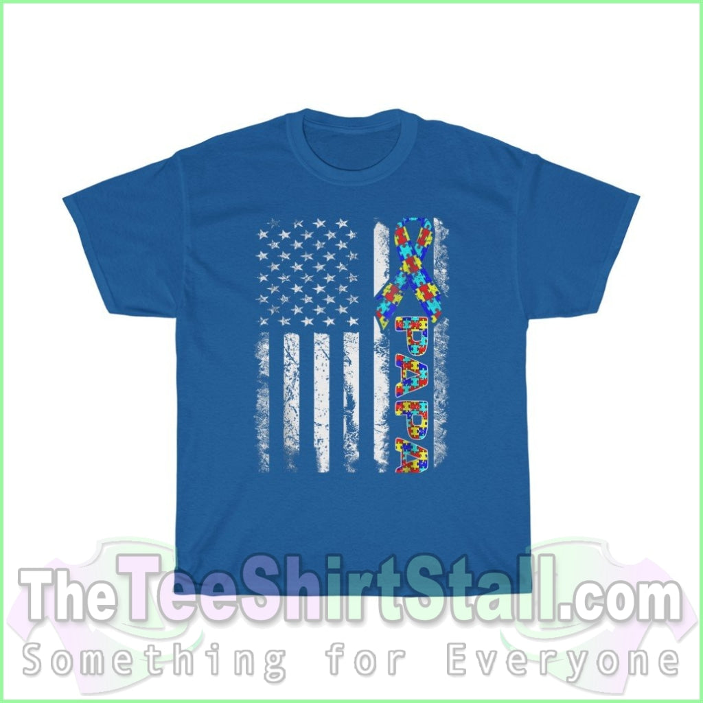 Us Flag Papa - Autism Tee S / Royal T-Shirt