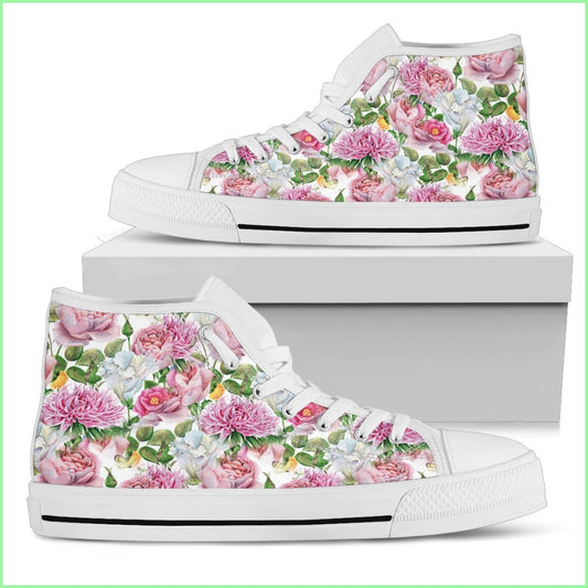Watercolor Floral Womens High Top Shoes