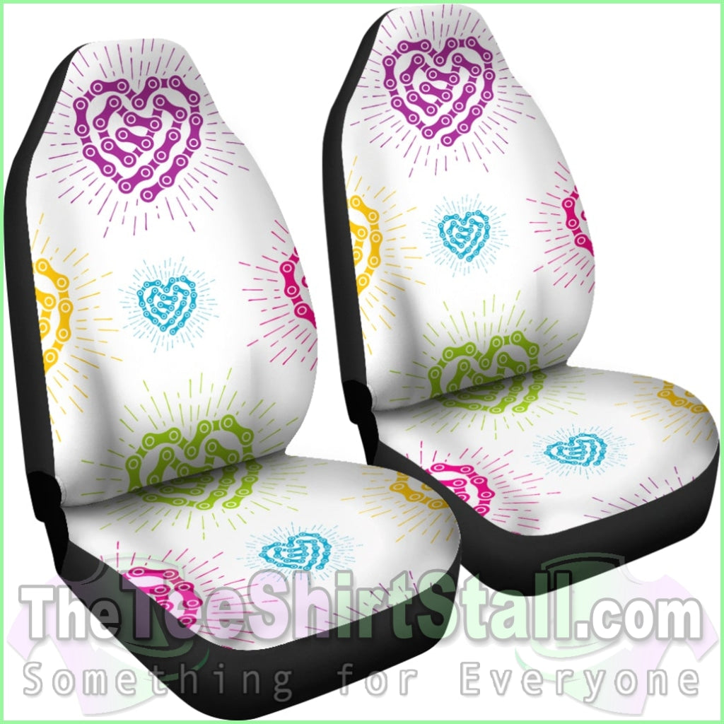 White Chain Heart Seat Covers