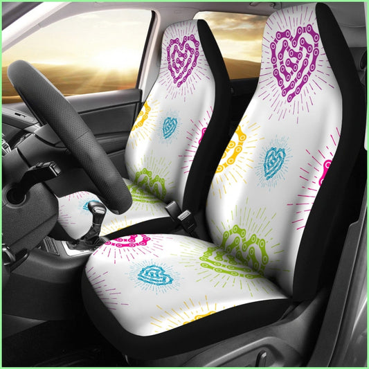 White Chain Heart Seat Covers