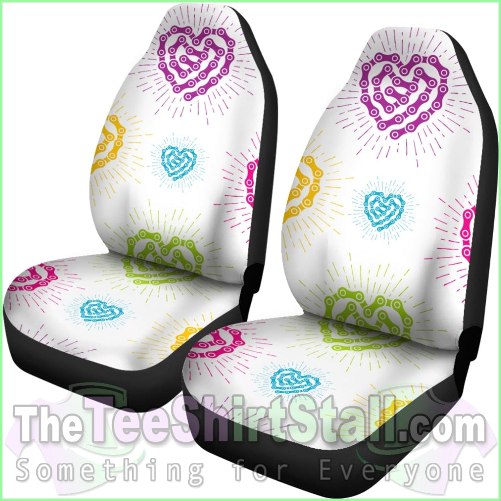 White Chain Heart Seat Covers