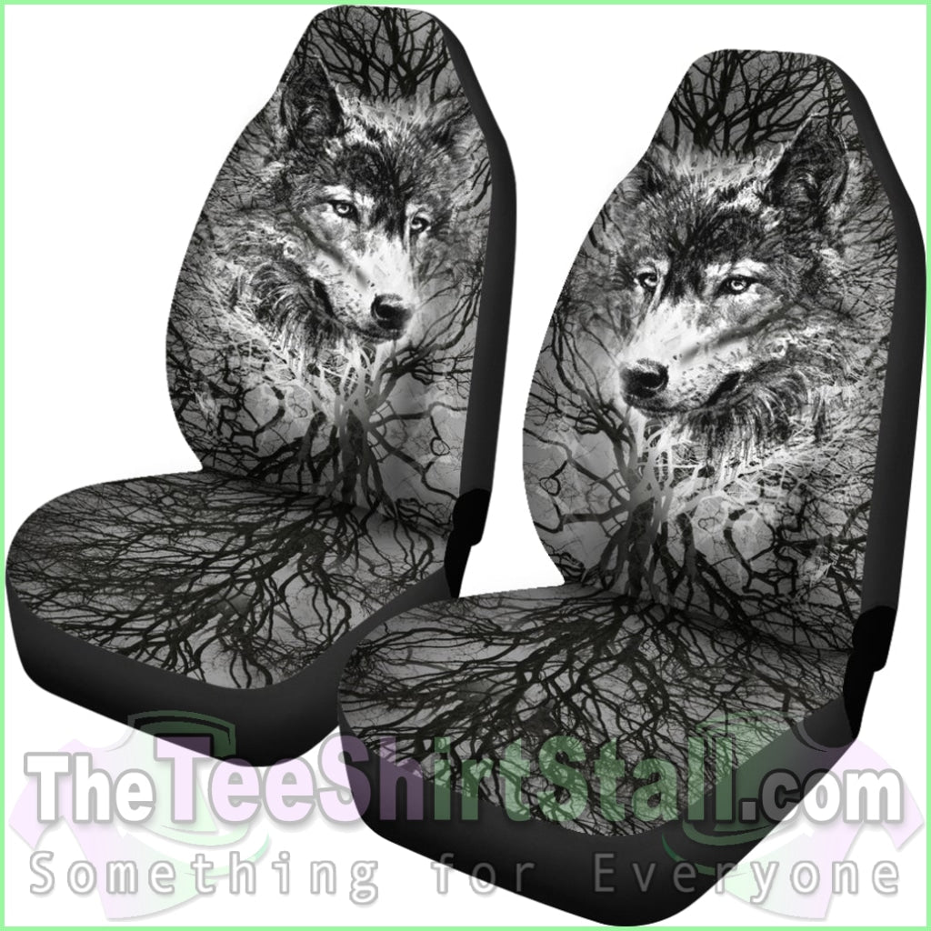 Wolf Behind Tree Seat Covers