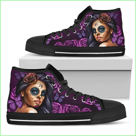 Womens High Tops Calavera Violet (Black Soles)