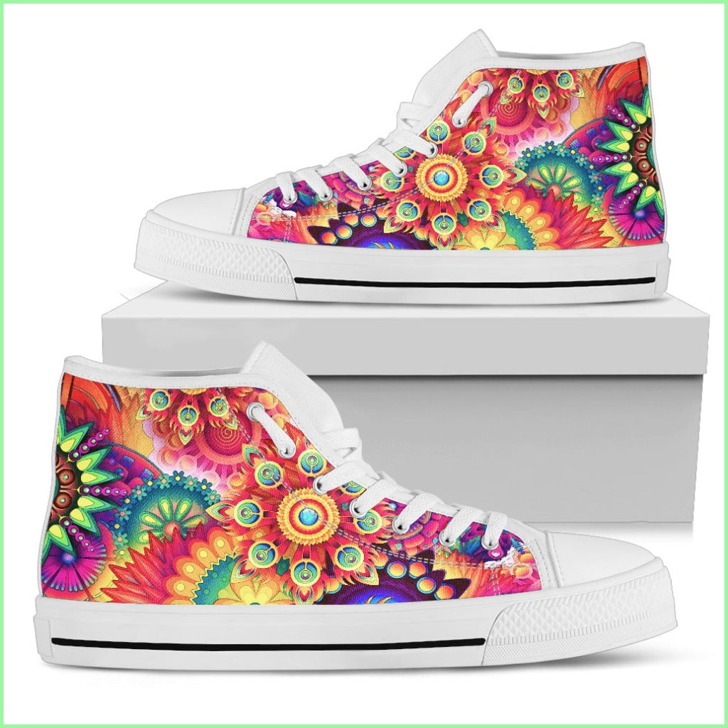 Womens High Tops Colorful Patterns (White Soles)